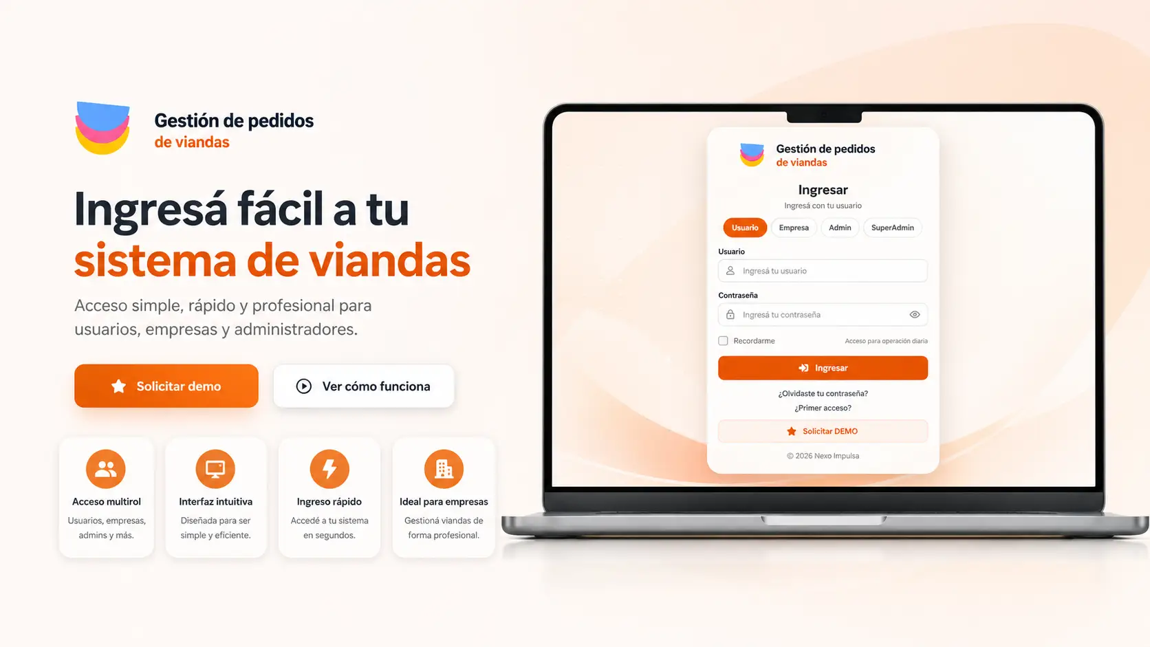 Login del software de viandas